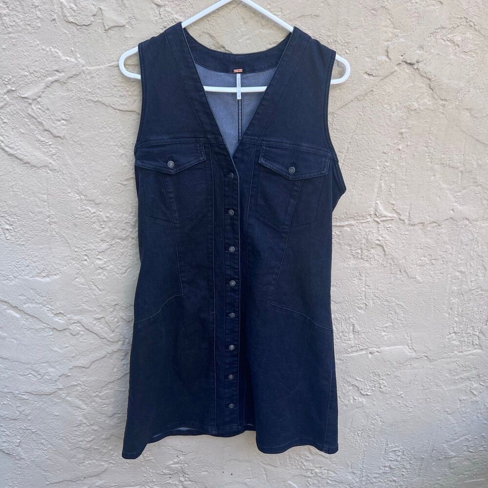 Women's Sleeveless Denim Button-Up Mini Dress Sz 12 free people